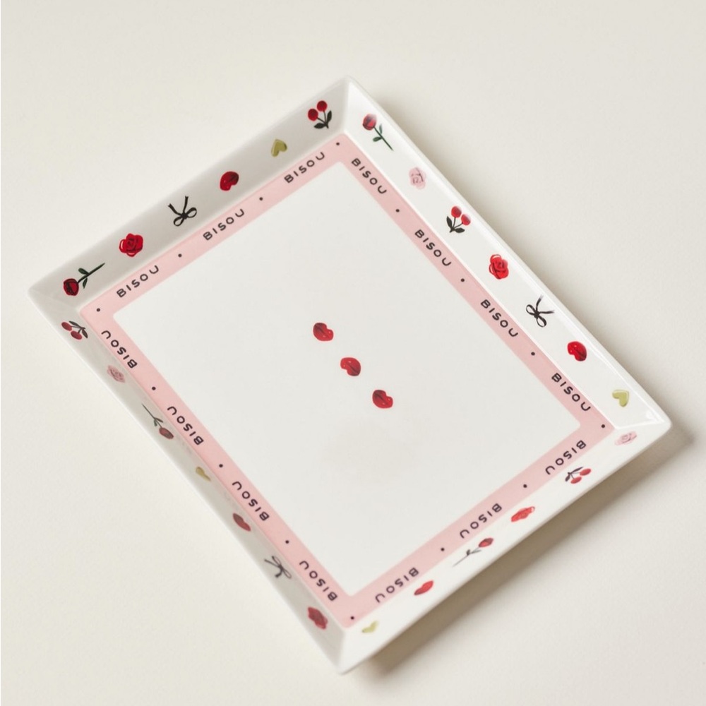 Anthropologie Amour Ceramic Heart Trinket Tray | Ivory | NIB